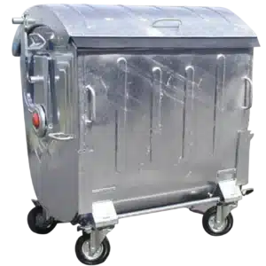 Contenedor 1100 litros en acero galvanizado con ruedas