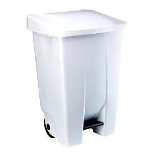 Contenedor capacidad 60 lotros con pedal, cuerpo gris y tapa blanca