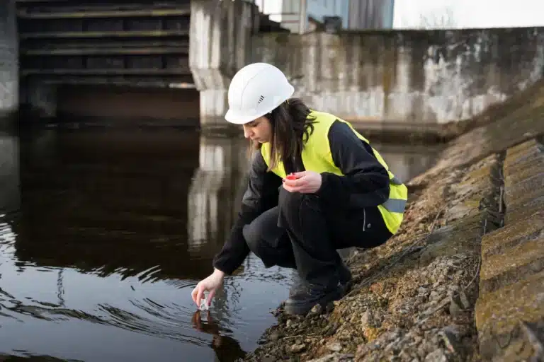 Trabajadora en control de contaminación
