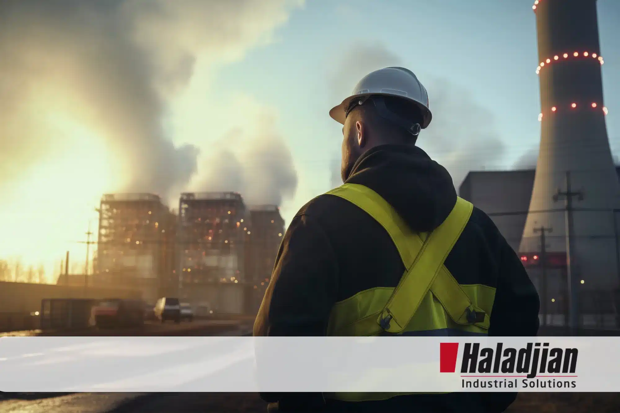 Trabajador satisfecho con el contenedor