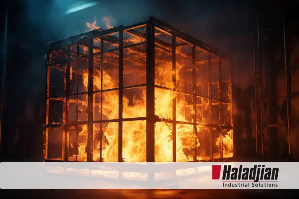 Contenedor quemado en incendio