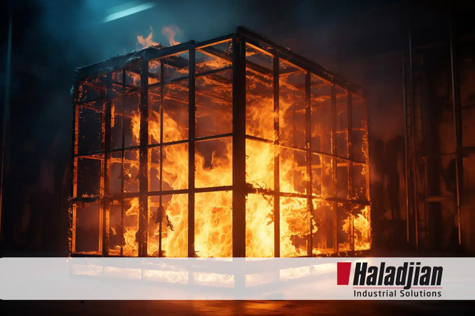 Contenedor quemado en incendio