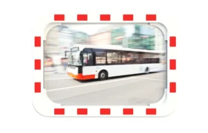 Espejo industrial rectangular blanco y rojo